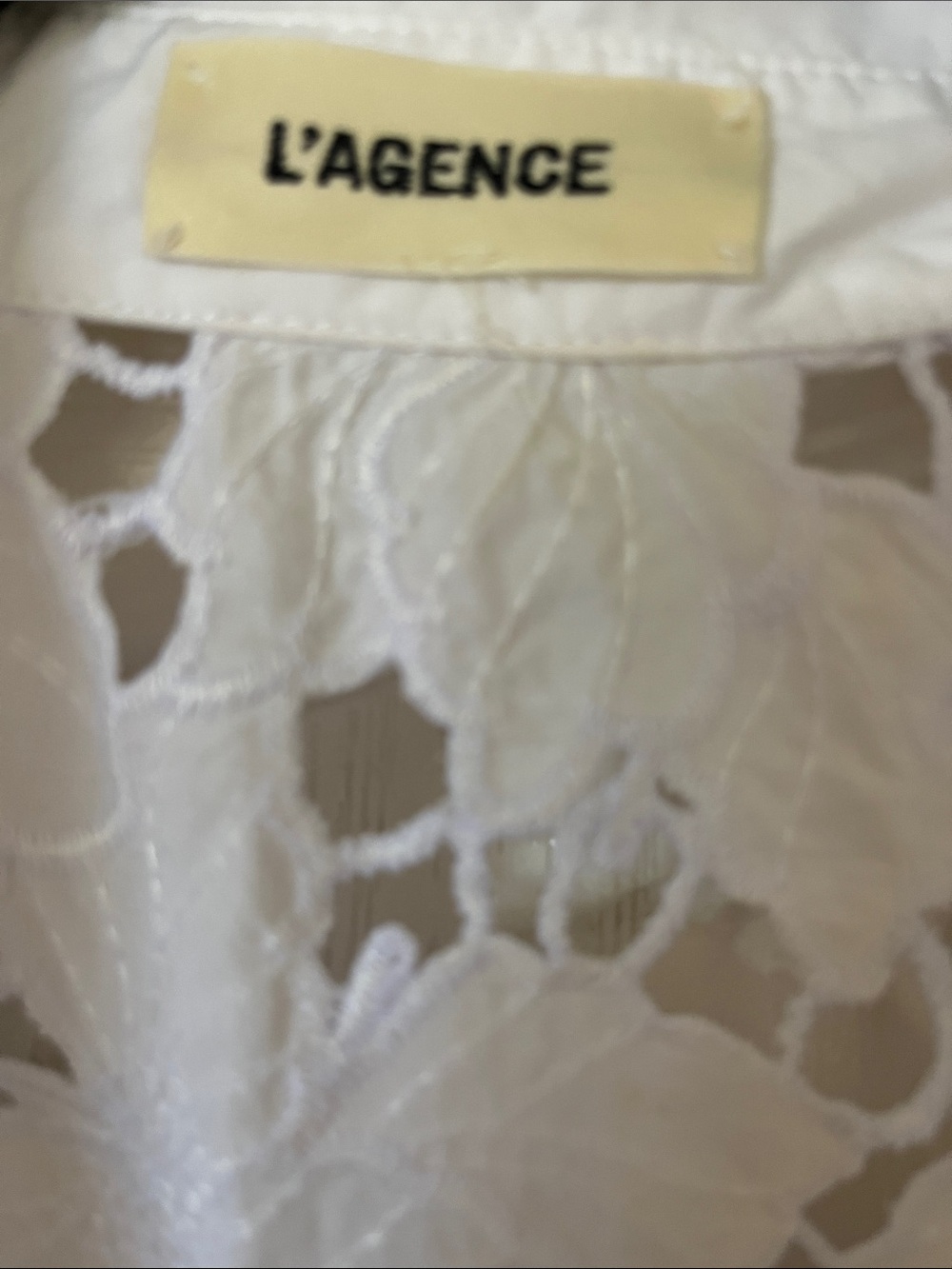 L'AGENCE White Lace Button-Front Long Sleeve Shirt Dress - Picture 2 of 2